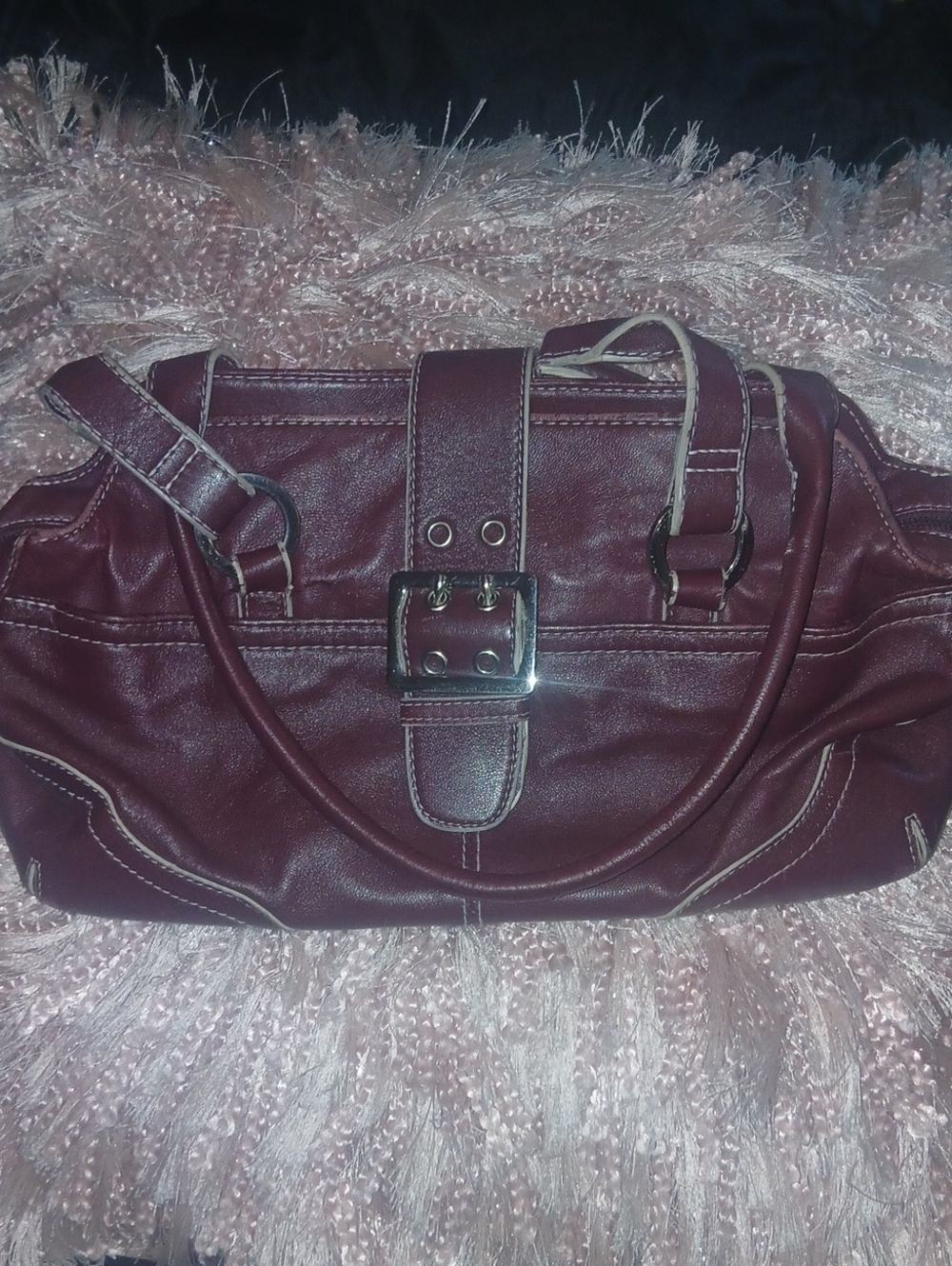 Wilsons Leather Vintage Y2K Maroon Satchel with Buckle Accent